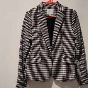 Maison D Amelie Black and White Gingham Check Women's Blazer